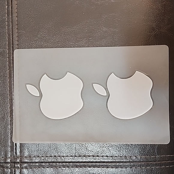 Genuine Apple Mac White Silver Stickers (2) for your iPad to Logo! 2" x 2-1/2" - Picture 5 of 8